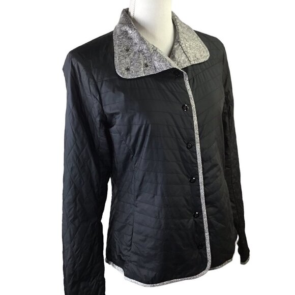 Mountain Hardwear Quilted Women's Jacket Snap Front Sz M Black Gray Lightweight - Picture 2 of 12